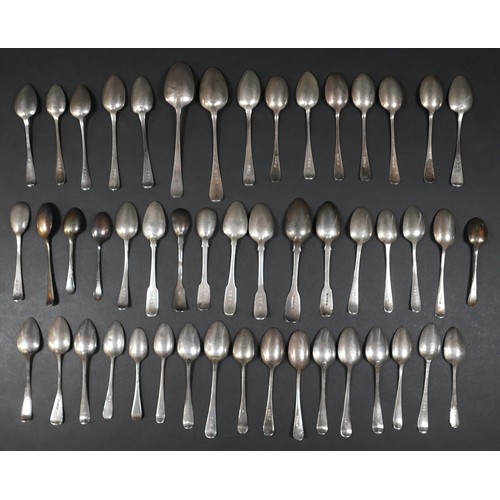 110 - A collection of fifty Georgian and later silver teaspoons, including some sets and part sets, Hanove... 