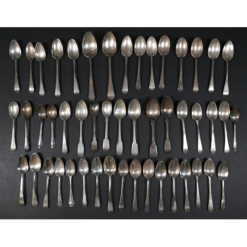 110 - A collection of fifty Georgian and later silver teaspoons, including some sets and part sets, Hanove... 