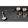 A group of Georgian and later silver items, comprising three pairs of sugar nips, two napkin rings, ... 
