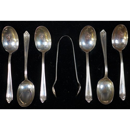 74 - A collection of silver items, including Georgian teaspoons, sugar tongs, William Bateman, napkin rin... 