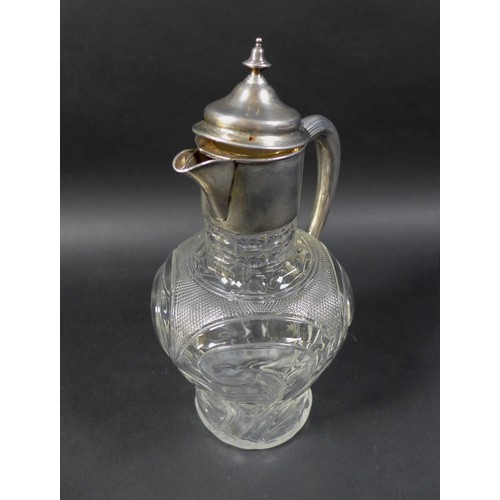 92 - An Edward VI silver mounted glass jug, silver by Atkin Brothers of Matilda Street, Sheffield with ha... 