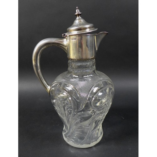 92 - An Edward VI silver mounted glass jug, silver by Atkin Brothers of Matilda Street, Sheffield with ha... 