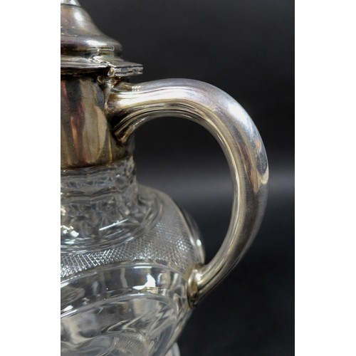 92 - An Edward VI silver mounted glass jug, silver by Atkin Brothers of Matilda Street, Sheffield with ha... 