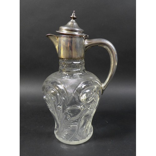 92 - An Edward VI silver mounted glass jug, silver by Atkin Brothers of Matilda Street, Sheffield with ha... 