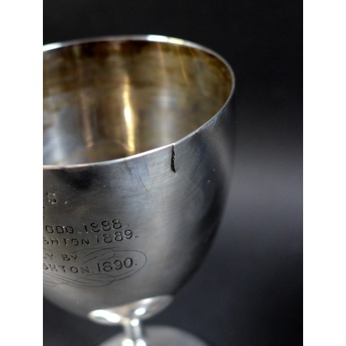 68 - A silver Victorian goblet, inscribed '4th Notts VB Derbyshire Regt. E. Company The Burnside Challeng... 