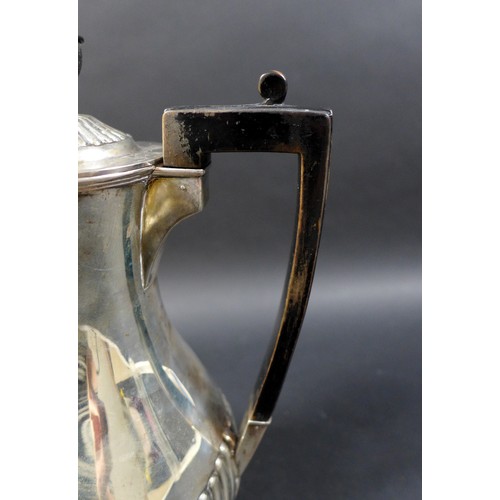 93 - An Edwardian coffee pot with ebonised handle and finial, 'JM' monogram inscribed to side, The Goldsm... 