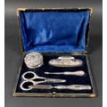 Five silver manicure items in an associated box, four by S Blanckensee & Son Ltd marked Chester and ... 