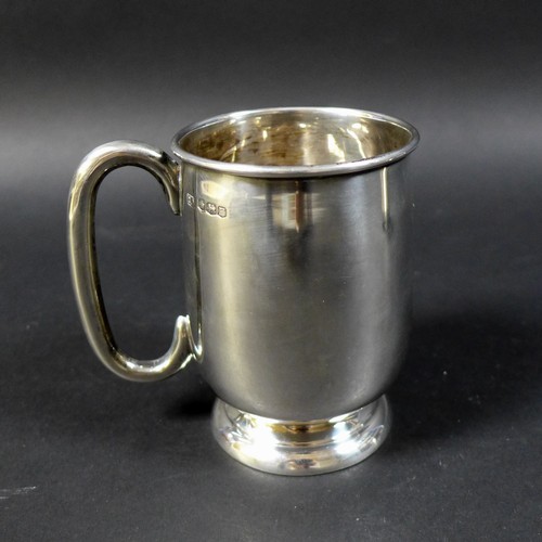 85 - Two silver tankards, one inscribed 'Nottingham Branch To J. S. Simpson March. 1955.', marked Viner's... 