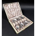An Art Deco set of six George Jensen teaspoons, 1933-1944 mark, in case, total weight 2.83 toz, each... 