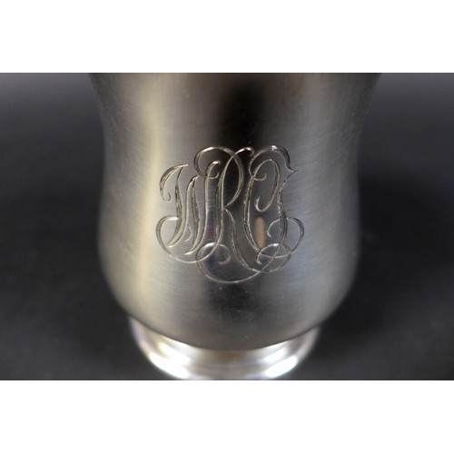 48 - A Tiffany & Co. silver christening mug, early 20th century, engraved 'WRP' monogram to front, total ... 