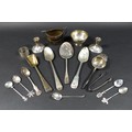 A small group of silver items, comprising an interesting early 18th century silver gilt shovel spoon... 