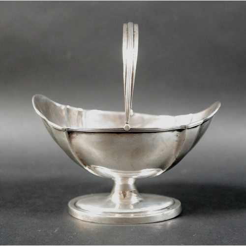 66 - A Victorian silver sweetmeat basket, of oval form raised on a stepped oval pedestal base, line rim d... 