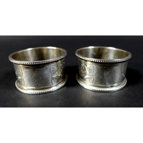 42 - A group of silver items, comprising a Victorian silver goblet, rubbed marks, London 1887, and four s... 
