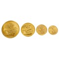 A George VI 1937 proof gold four coin specimen set, Royal Mint issue, comprising five pounds, two po... 