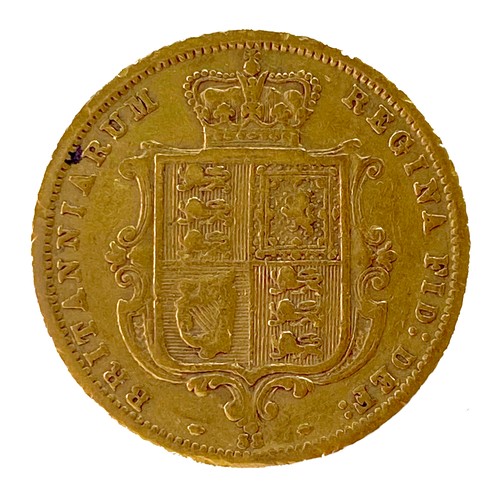 157 - A Victoria Young Head Shield Back gold half sovereign, 1872.