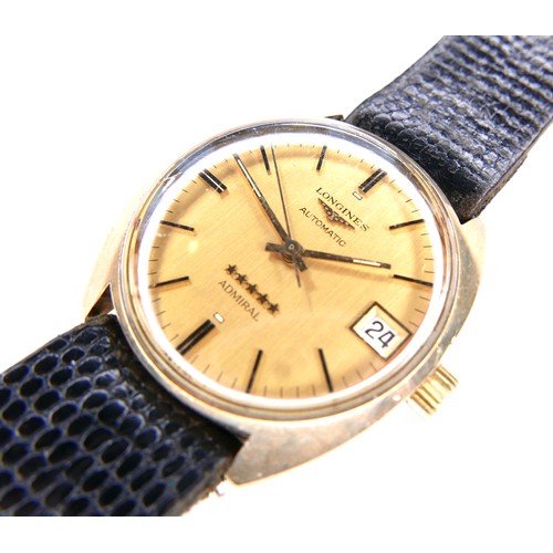 205 - A Longines 5 Star Admiral Automatic gentleman's yellow metal cased wristwatch, circa 1970s, the circ... 