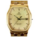A vintage Omega Seamaster Quartz gold plated gentleman's wristwatch, circa 1980s, octagonal gold dia... 