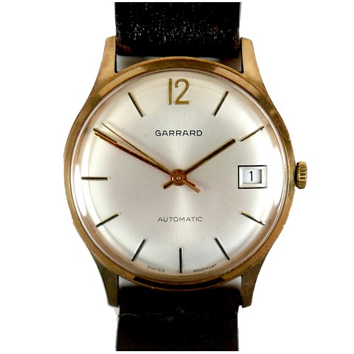 206 - A Garrard Automatic 9ct gold cased gentleman's wristwatch, circa 1980, circular pearlised dial with ... 