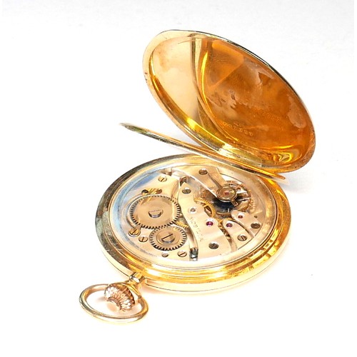 190 - A Swiss 18ct gold cased full hunter pocket watch, circa 1920s, keyless wind, the unsigned silvered d... 