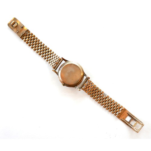 222 - A Roamer Premium 9ct gold gentleman's wristwatch, mid 1960, circular silvered dial with gold mixed A... 