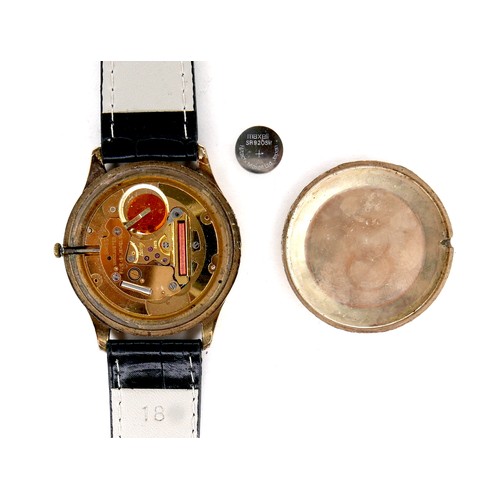 201 - A Mappin & Webb 9ct gold cased gentleman's wristwatch, circular white dial with black Roman numerals... 