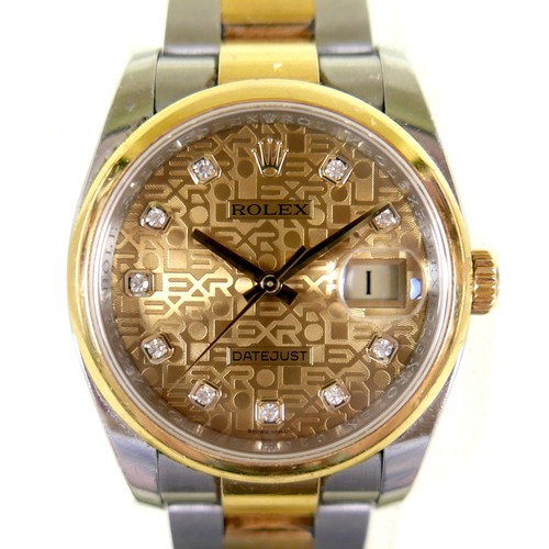 232 - A Rolex Oyster Perpetual Datejust 36 gentleman's stainless steel and 18K yellow gold wristwatch, mod...