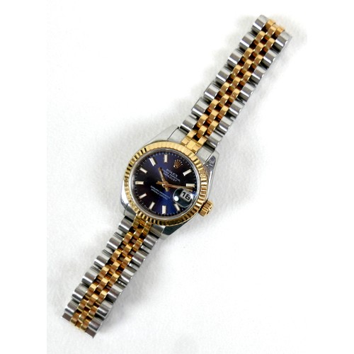 228 - A Rolex Oyster Perpetual Datejust lady's stainless steel and 18K yellow gold wristwatch, model 63133... 