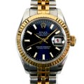 A Rolex Oyster Perpetual Datejust lady's stainless steel and 18K yellow gold wristwatch, model 63133... 