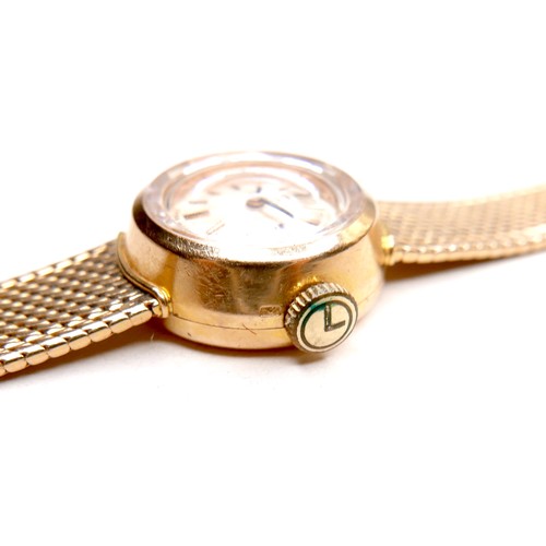 224 - An Omega 18K gold cased lady's wristwatch, circa 1970s, model 542.645, the circular gold dial with g... 