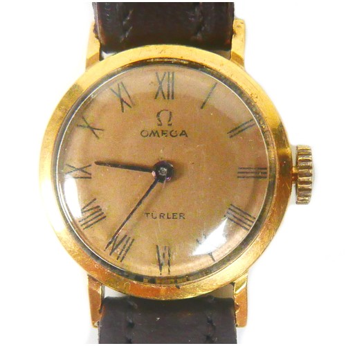 200 - Two lady's Omega wristwatches, comprising an 18ct gold cased lady's Omega Turler wristwatch, with go... 