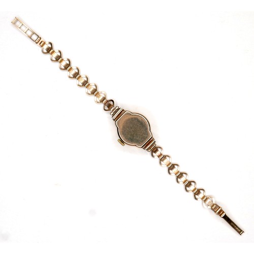 276 - A 9ct gold Rone lady's cocktail wristwatch, with Arabic dial, 12mm dial, case 20mm, on a 9ct gold br... 