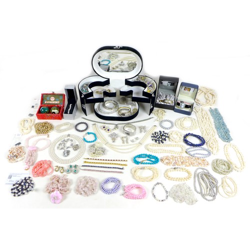 278 - A collection of modern costume jewellery, including cultured pearl and faux pearl necklaces, some Ge... 