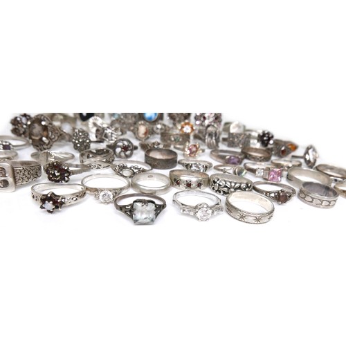 280 - A collection of dress rings, including two 9ct gold and silver rings, 6.1g overall, together with ov... 