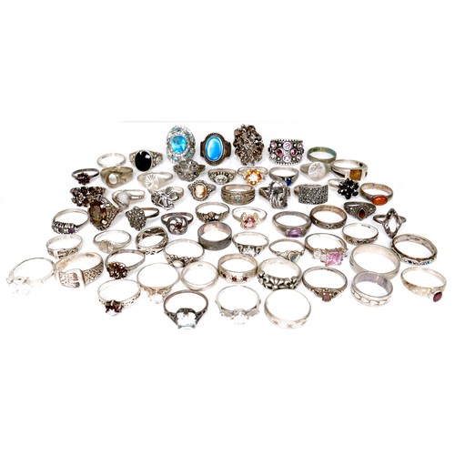 280 - A collection of dress rings, including two 9ct gold and silver rings, 6.1g overall, together with ov... 