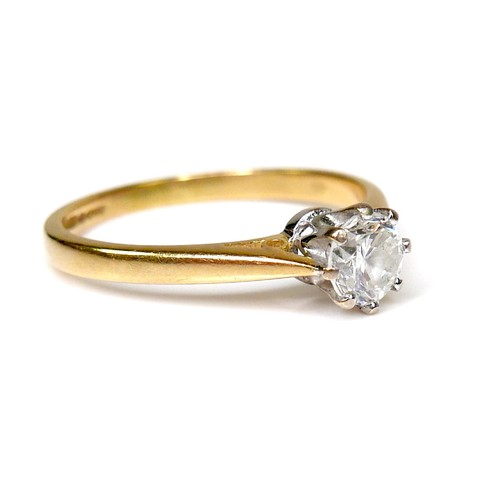 358 - An 18ct gold and diamond solitaire ring, the brilliant cut stone, by 4.6 by 3.1mm, 0.40ct, AJW, Lond... 