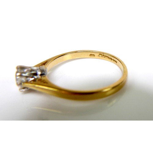 358 - An 18ct gold and diamond solitaire ring, the brilliant cut stone, by 4.6 by 3.1mm, 0.40ct, AJW, Lond... 