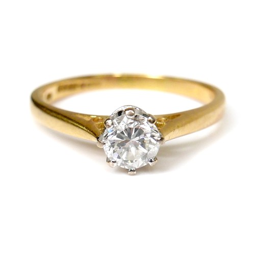 358 - An 18ct gold and diamond solitaire ring, the brilliant cut stone, by 4.6 by 3.1mm, 0.40ct, AJW, Lond... 