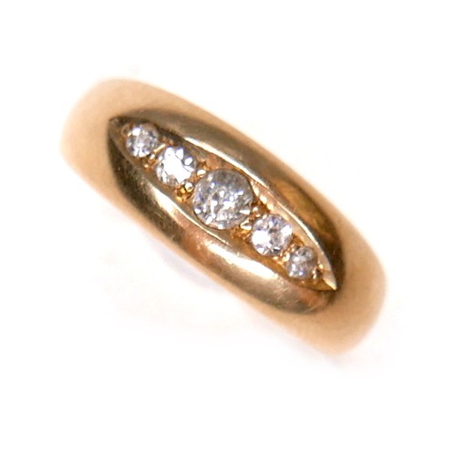 296 - An 18ct gold and diamond five stone ring, formed of graduated old cut stones, largest 2.5mm, size L,... 
