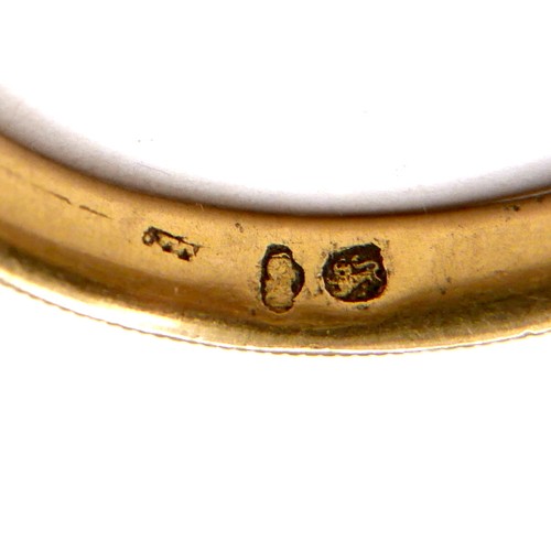 382 - A George III gold gentleman’s memento mori ring, inscribed to the black enamel band ‘R. Dickson Skin... 