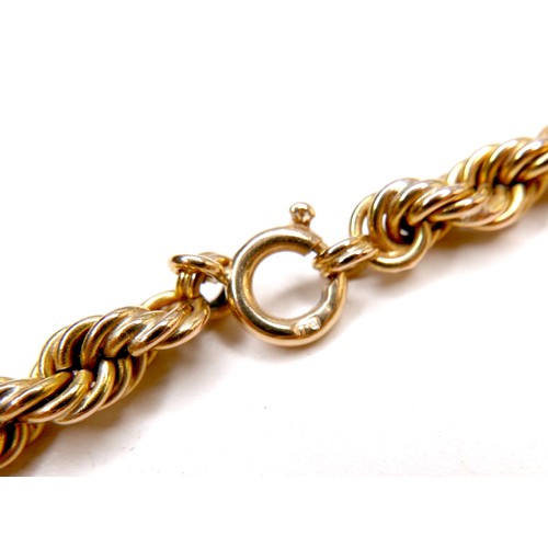 387 - An 18ct gold graduating twist multi link necklace, stamped 750 to ring clasp, 52cm long, 28.0g.