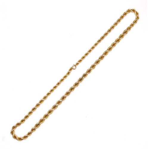 387 - An 18ct gold graduating twist multi link necklace, stamped 750 to ring clasp, 52cm long, 28.0g.