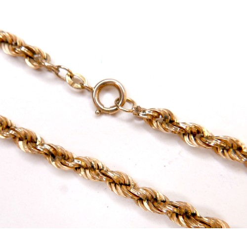 376 - An 18ct gold multi twist link necklace, , stamped 750 to ring clasp, 72cm long, 17.5g.