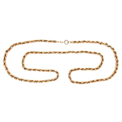 376 - An 18ct gold multi twist link necklace, , stamped 750 to ring clasp, 72cm long, 17.5g.