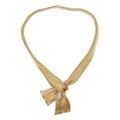 A foreign 18ct yellow gold necklace, woven links set in the form of a scarf, with press clasp, stamp... 