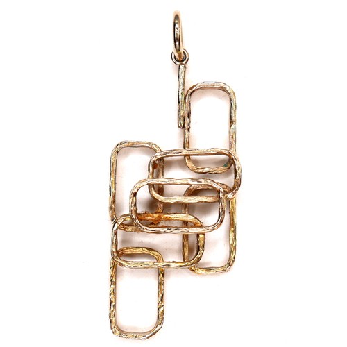 300 - A vintage 9ct gold pendant, of modern design formed of seven overlaid rectangles, CJL Ltd, London 19... 