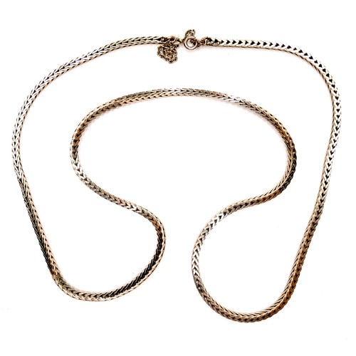 364 - A 9ct gold fancy link necklace, with safety chain, 28.9g, 60cm long.