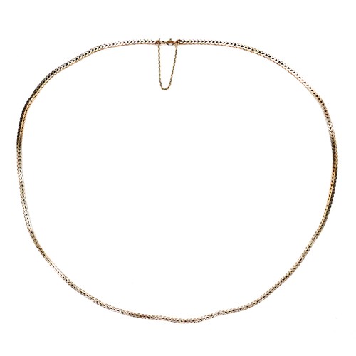 364 - A 9ct gold fancy link necklace, with safety chain, 28.9g, 60cm long.