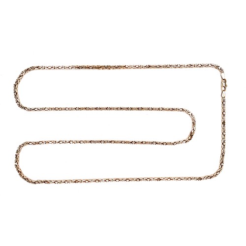 365 - A 9ct gold fancy link chain necklace, 28.7g, 81cm long.