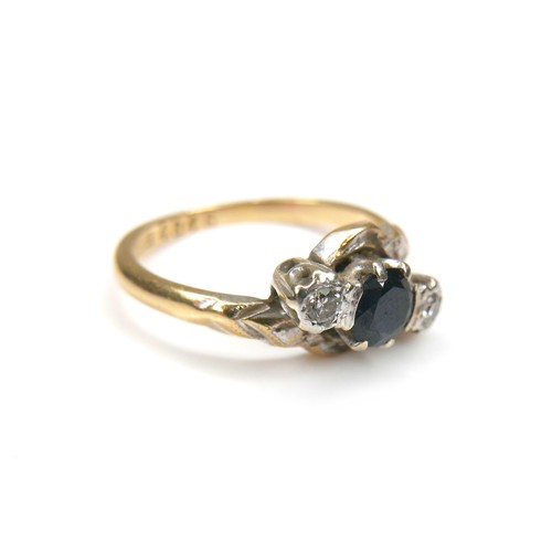 268 - An 18ct gold and platinum mounted sapphire and diamond ring, the central round cut sapphire, 4.7mm d... 