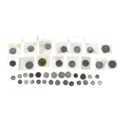 158 - A collection of UK hammered coins, 16th and 17th century, including Elizabeth I silver 3d and 6d coi... 